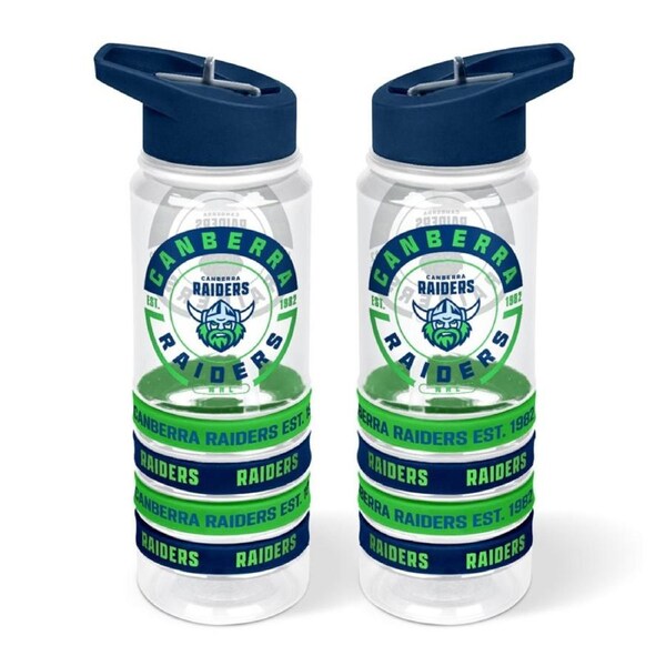 Canberra Raiders NRL 2025 Design Tritan Drink Water Bottle with Wrist Bands