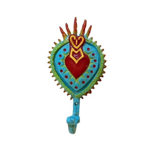 Cast Iron Heart on Fire Wall Hook