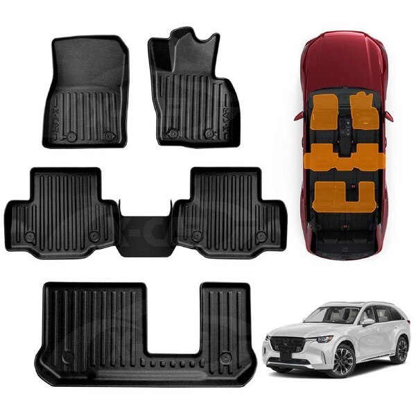 3D Floor Mats for Mazda CX-90 CX90 7-Seater 2023-Onwards Heavy Duty All Weather Car Mats Carpet Liner Set Car Accessories