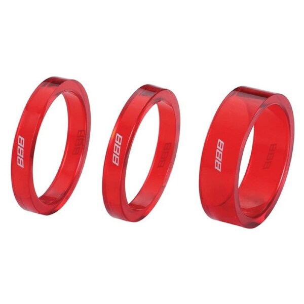 BBB Cycling TransSpace 1-1/8 2X 5mm 1X 10mm Red Trans - Red