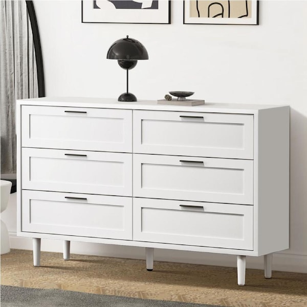 Oikiture 6 Chest of Drawers Storage Cabinet Tallboy White