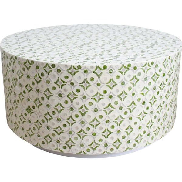 LVD Capiz/MDF Coffee Table 80x40cm Round Home Room Furniture Pistachio/Ivory