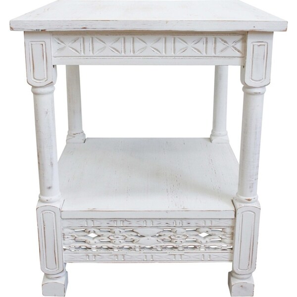 LVD Noosa Fir Wood Side Table Home Living Room Furniture 50x60cm Rustic WHT