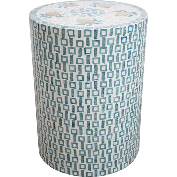 LVD Capiz/MDF Table Stool Seat Round Home Living Room Furniture 47cm Lemon