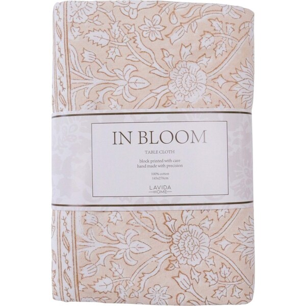 LVD Cotton Floral Tablecloth Dining Table Cover/Protector 145x270cm Natural