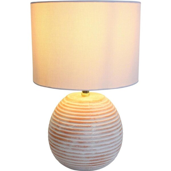 LVD Linen/Ceramic Lamp Urban Room Decor Tabletop Light 22x34cm White/Brown