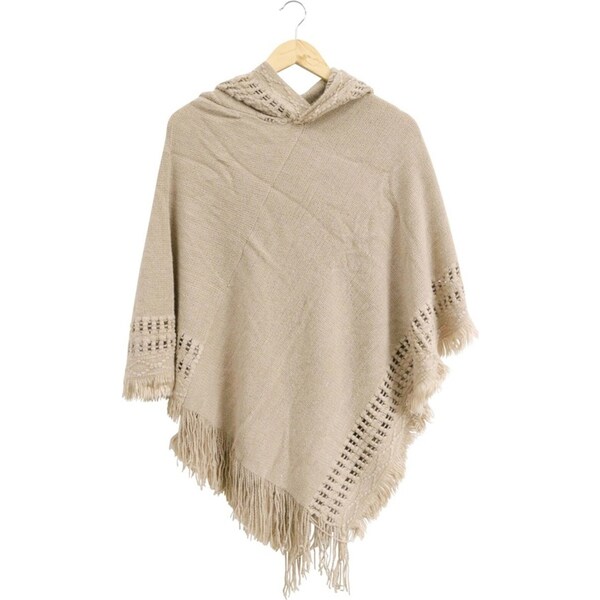 LVD Knitted Ponchi Sara Women's Wrap Cape One Size Ladies Soft Coat Beige