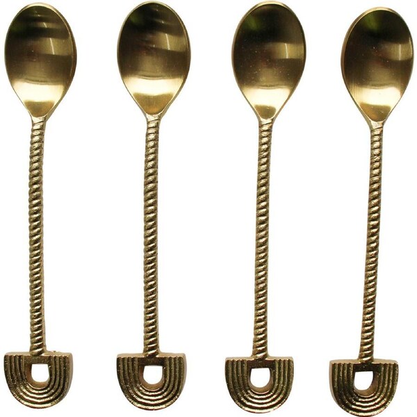 4pc LVD S/Steel/Brass Spoons Rainbow Handle Cutlery Tableware 3x15cm Gold
