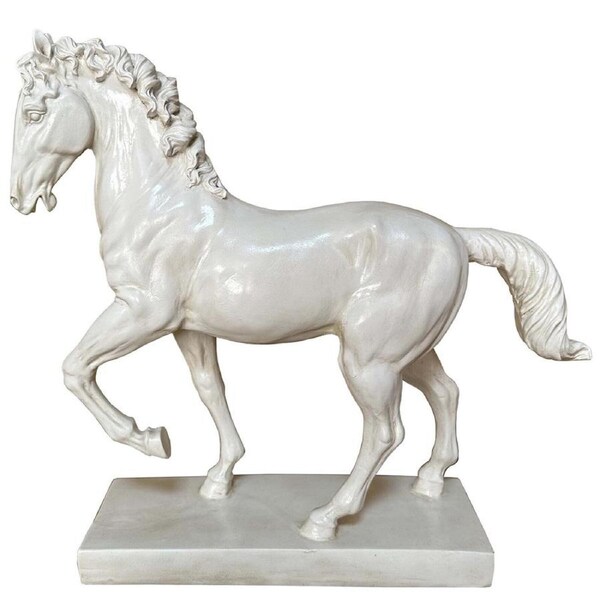 LVD Resin Horse Figure Ornament Sculpture Tabletop Home Decor 43x38cm White