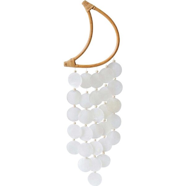 LVD Bamboo/Capiz Moon Dreamcatcher Home/Room Wall Hanging Decor 23x7cm White