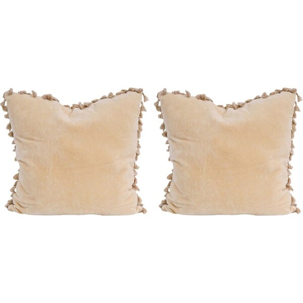 2x LVD Velvet Tassels Cushion Pillow Sofa/Couch Home Decor 50x50cm Square Sand