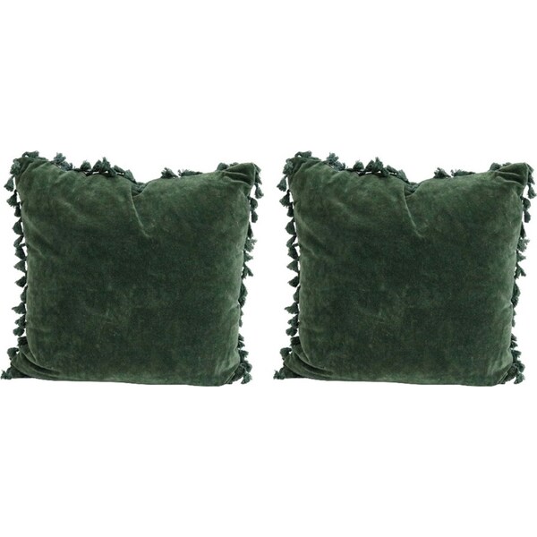 2x LVD Velvet Tassels Cushion Pillow Sofa/Couch Home Decor 50x50cm Square Moss