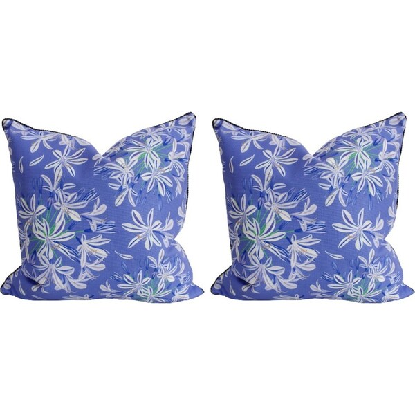 2x LVD Agapanthus Bloom Polylinen Cushion Pillow Sofa/Couch Decor 50cm Square