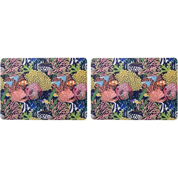 2x 4pc LVD MDF/Cork Placemat Kitchen Dining Table Protector/Mat 30x21.5cm Reef