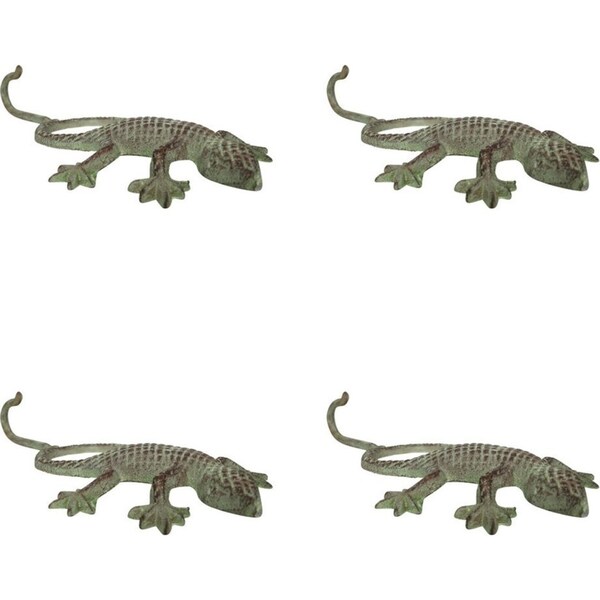 4x LVD Metal Decorative Hook Cute Lizard Hanging/Hanger Home Decor 23cm Green