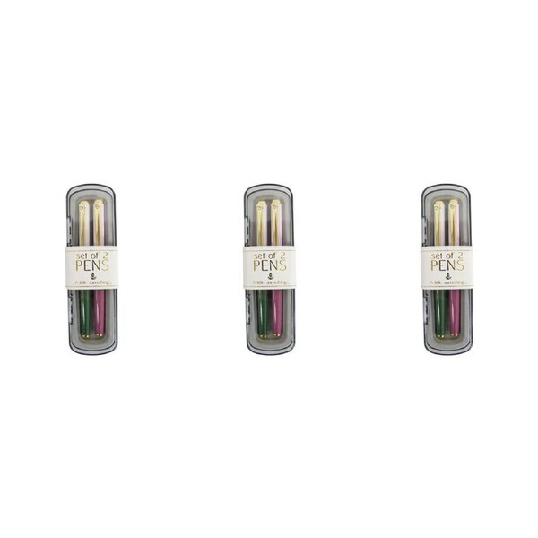 3x 2pc LVD Plastic/Metal School/Office Pen Writing Stationery 17cm Aqua/Pink