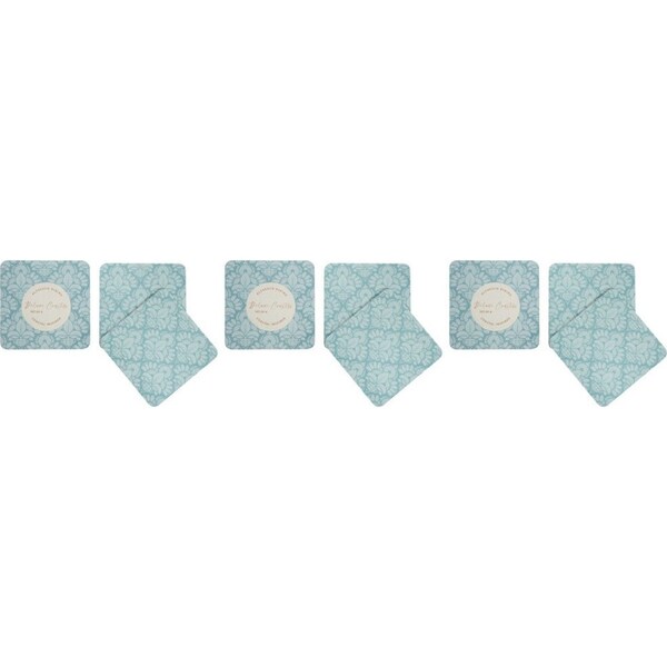 3x 4pc LVD Damask MDF/Cork Coasters Drink Mat Table Protector 10x10cm Sky Blue