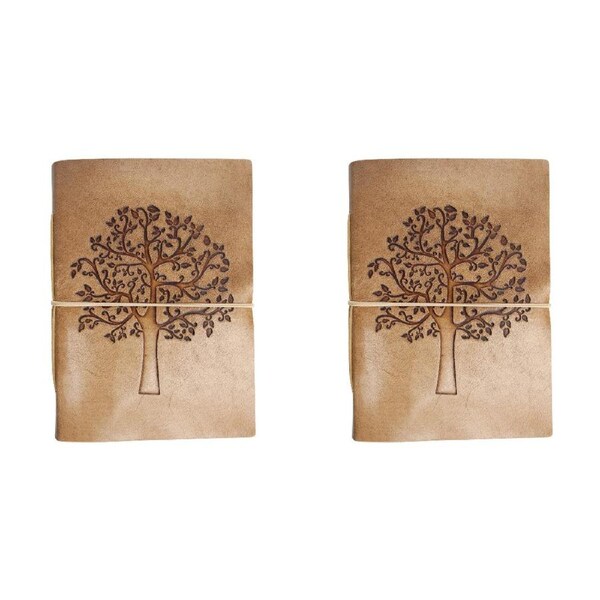 2x LVD Tree Of Life Leather Notebook Journal Writing Stationery 18x13cm Brown