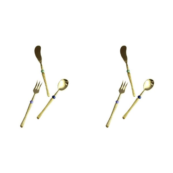 2x 3pc LVD Brass Cutlery Set Spoon/Fork/Spreader Belle Tableware Utensils Gold