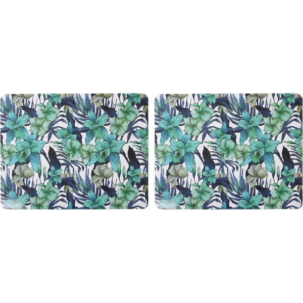 2x 4pc LVD MDF/Cork Placemat Dining Table Protector 34x26.5cm Tropical Orchid