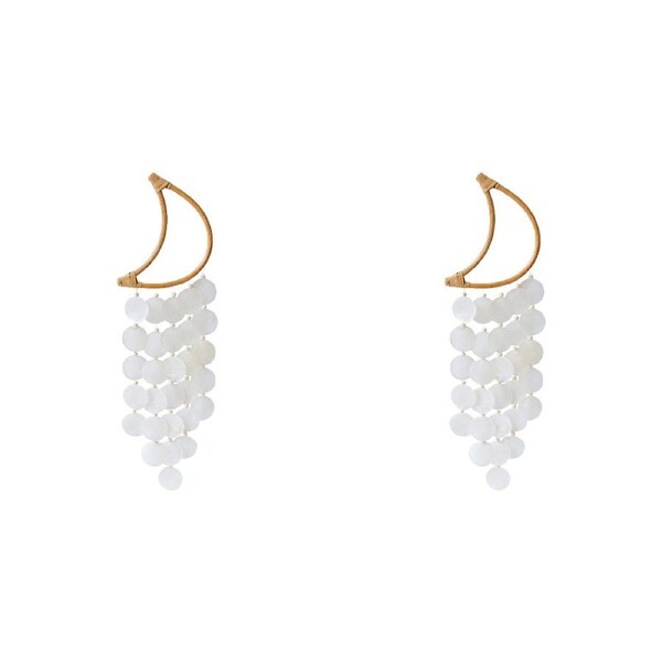 2x LVD Bamboo/Capiz Moon Dreamcatcher Home/Room Wall Hanging Decor 23x7cm White