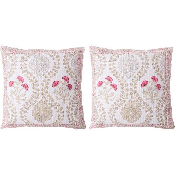 2x LVD Cotton Quilted Square Cushion/Pillow Home Bed/Sofa Decor 55cm Moghul