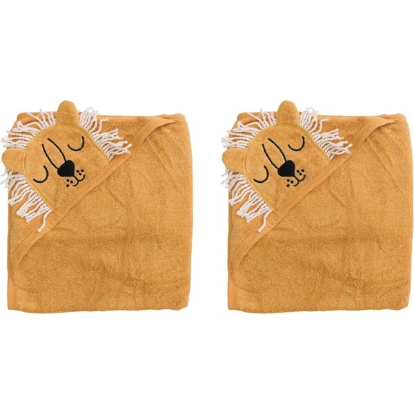 2x LVD 90cm Baby/Toddler Soft Hooded Lion Bath Towel Brown