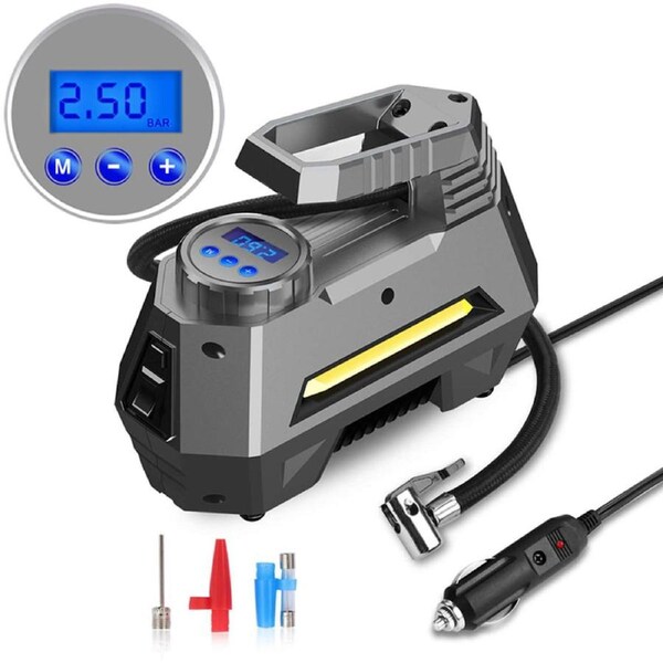 Portable Digital Car Air Compressor Tire Inflator With Emergency Flashlight