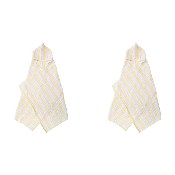 2x LVD Striped Cotton Hooded Swaddle Soft/Gentle Baby Wrap 127x66cm Yellow/WHT