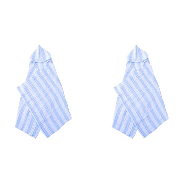 2x LVD Sky Cotton Hooded Swaddle Soft/Gentle Baby Wrap Blanket 127x66cm BLU/WHT