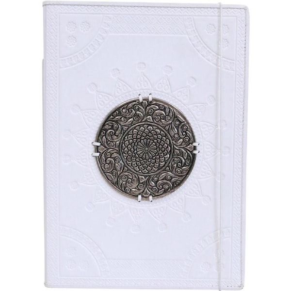 LVD Leather NoteBook Medallion White Stylish Hard Cover Journal/Diary 29x21cm