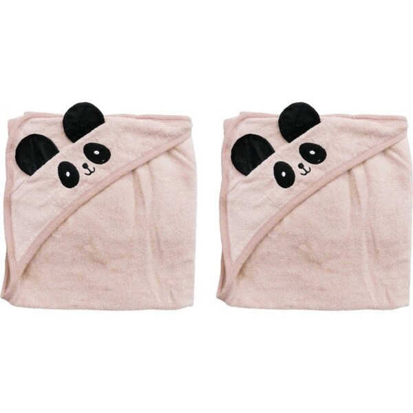 2x LVD 90cm Baby/Toddler Soft Hooded Panda Bath Towel Pink