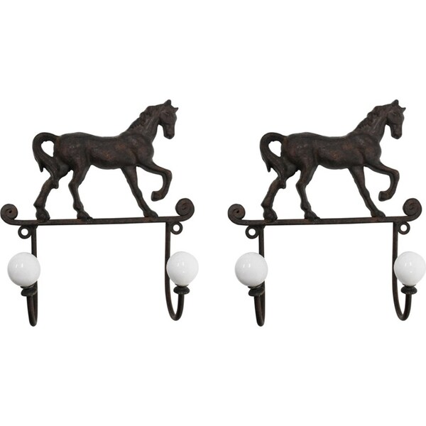 2x LVD Metal Double Horse Hook Decorative Home Decor Organisation 18.5x21cm