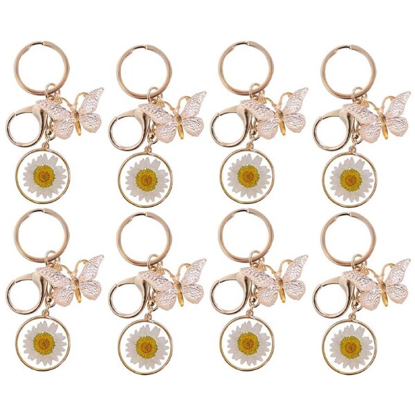 8x LVD Metal Hanging Keyring Butterfly Flower Stylish Womens Fashion 5x9cm