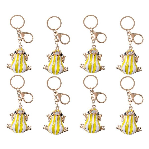 8x LVD Metal Hanging Keyring Frog Prince Themed Womens Stylish Key Chain 5x5cm