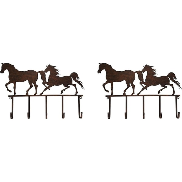 2x LVD Metal Hooks Running Horses Rustic Decorative Home Decor Organisation