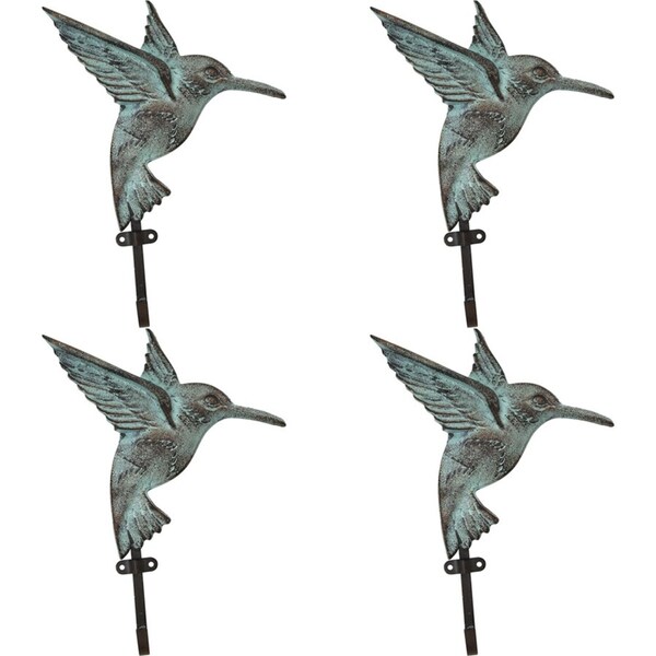 4x LVD Metal Hook Hummingbird Rustic Decorative Home Decor Organisation 19x26cm
