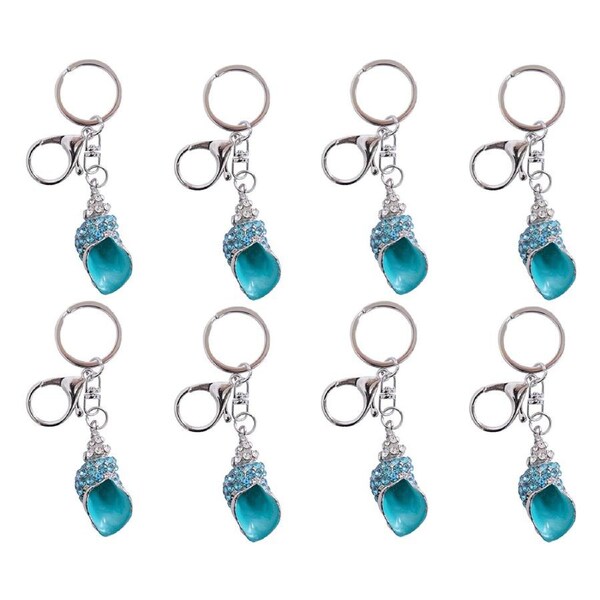 8x LVD Metal Hanging Keyring Conch Shell Themed Womens Stylish Key Chain 3x10cm