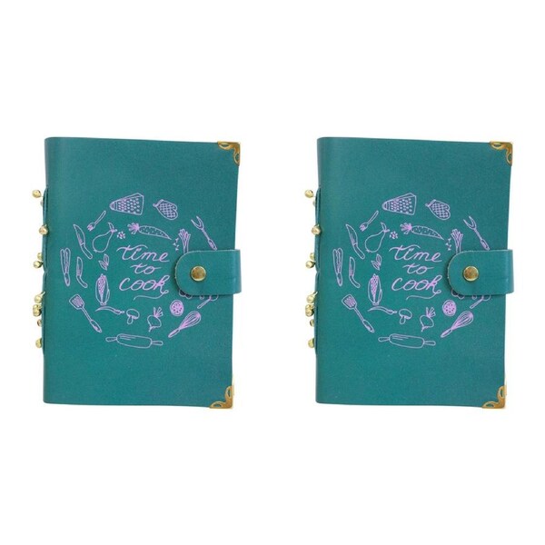 2x LVD Leather Note Book Time To Cook Stylish Hard Cover Journal/Diary 18x13cm