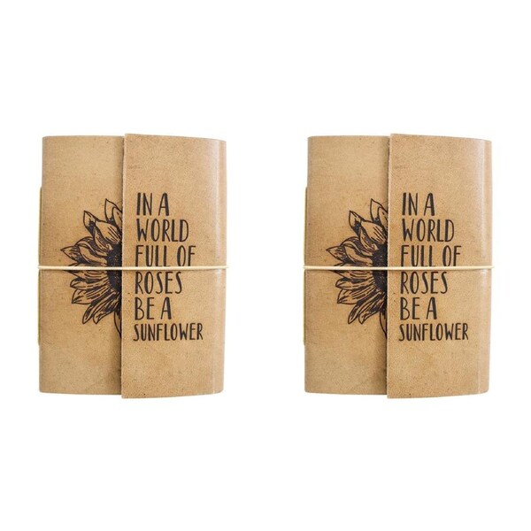 2x LVD Leather Note Book Sunflower Stylish Hard Cover Journal/Diary 18x13cm