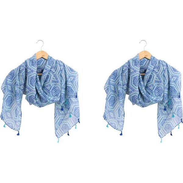 2x LVD Polyester Scarf Sarong Grecian Themed Stylish Womens Fashion 90x180cm