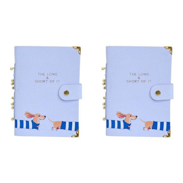 2x LVD Leather Note Book Short Of It Stylish Hard Cover Journal/Diary 18x13cm