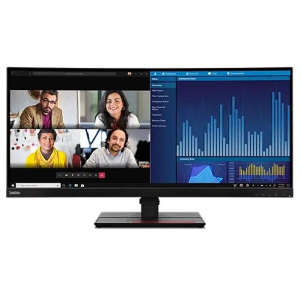 LENOVO ThinkVision P34W-20 34' 60Hz QHD IPS Monitor 4K 3440x1440 21:09 4ms Height Adjustable Tilt Swivel 100W PD HDMI DP LAN USB Speakers VESA 3yrs 63F2RAR3AU