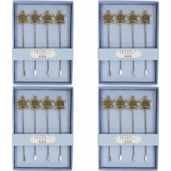 4x LVD Cocktail Pick 4pc Turtle Home Kitchen Serveware/Tableware 14.5x10.5cm