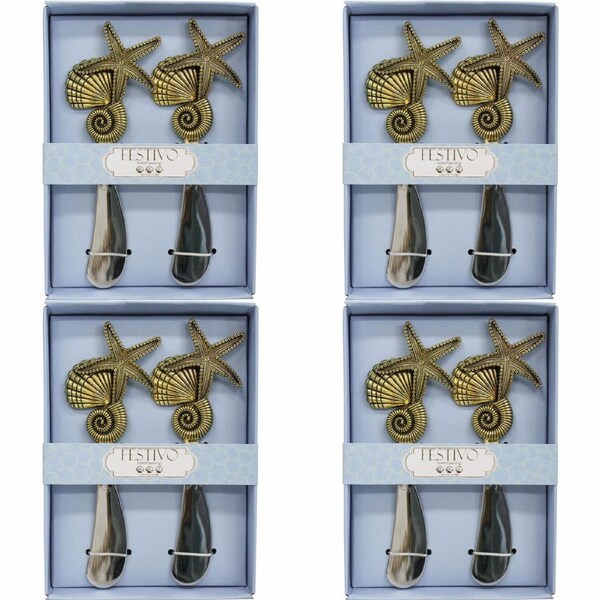 4x LVD Spreader 2pc Gold Shells Home Kitchen Serveware/Tableware 14.5X10.5CM