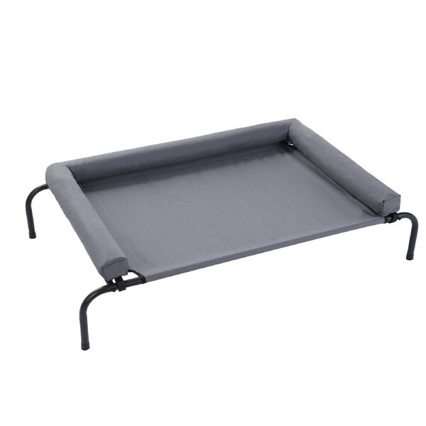 Paws & Claws 122x72cm Elevated Pet Dog Bolster Bed Comfort Sleeping Mat Grey