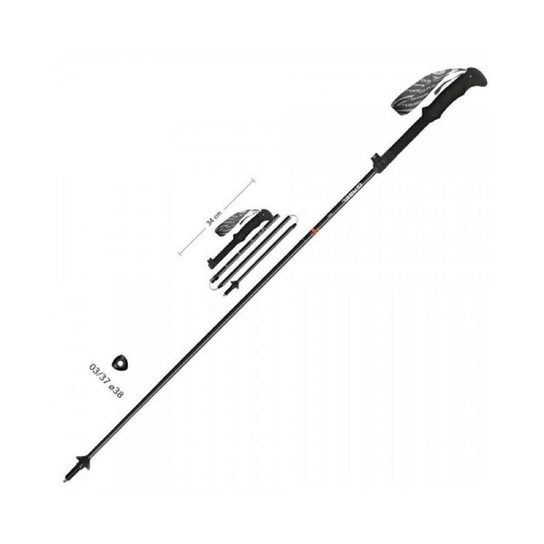 Gabel IBEX CARBON XTS Trekking Poles - Black (carbon)/orange - 100-115cm