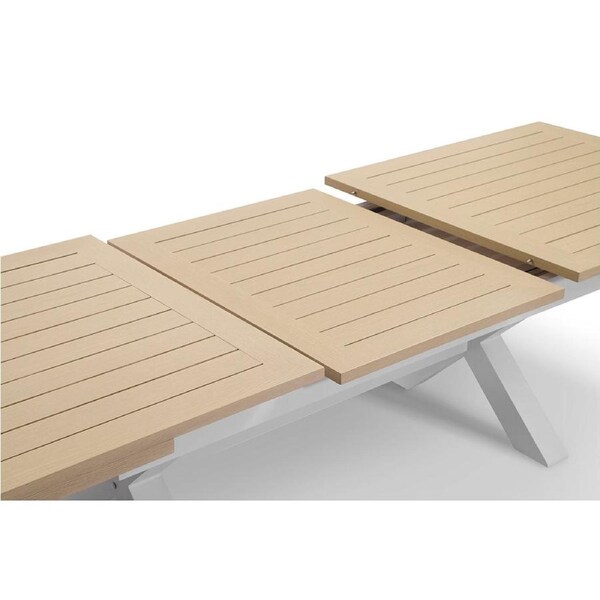 Austin Outdoor 2.2m - 3m Extension Dining Table with Light Oak Aluminium Top - Outdoor Aluminium Tables