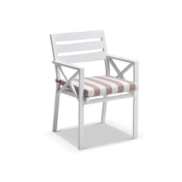 Hugo Outdoor 4 Seater Square Ceramic and Aluminium Dining Table with Kansas Chairs in Sunbrella - Outdoor Dining Settings