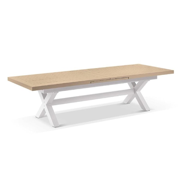 Austin Outdoor 3m-3.8m Extension Dining Table with Light Oak Aluminium Top - Outdoor Aluminium Tables